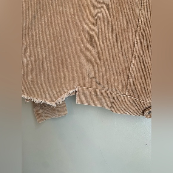 POL tan Rough Fringe Corduroy Jacket studded coat distressed boho coastal - Picture 8 of 11